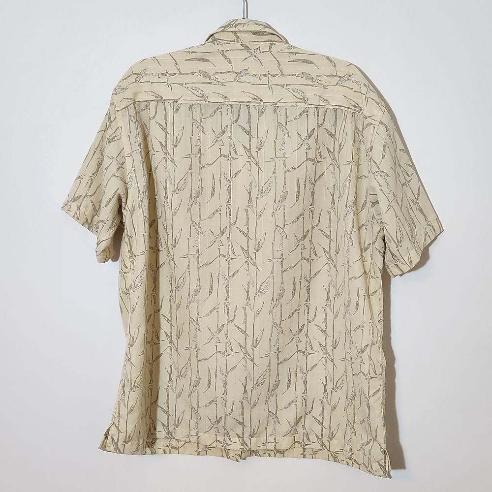 Van Heusen Pale Yellow Bamboo Print Short Sleeve Button Down Shirt Size XL - Picture 4 of 7